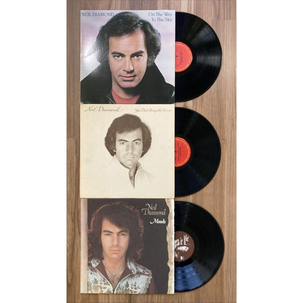Neil Diamond Vinyl Lot Set of 3 • On The Way, You Don’t Bring Me Flowers, Moods